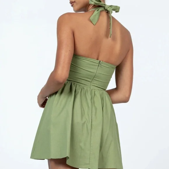 strapless open back dress Sage Green Lace Princess Flower Girl Dress Beaded Boat Neck